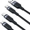 Joyroom 3-in-1 USB-A / USB-C mikro-USB Lightning kaabel S-1T3018A18 30cm 3,5A, punutud, must