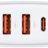 Baseus kompaktne kiirlaadija CCXJ-E02 30W 2x USB-A 1x USB-C PD 3.0 QC 3.0 VALGE