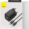 Baseus Super Si ātrais lādētājs 1C TZCCSUP-L01 25W 1x USB-C PD 3.0 QC 3.0 + KĀBEĻŠ