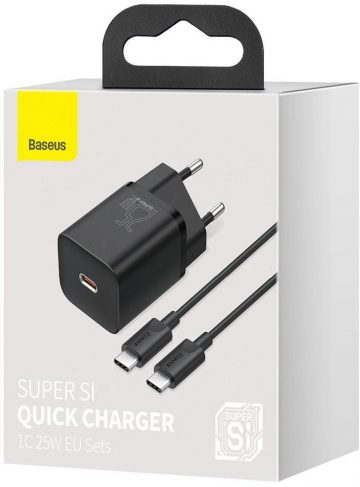 Baseus Super Si ātrais lādētājs 1C TZCCSUP-L01 25W 1x USB-C PD 3.0 QC 3.0 + KĀBEĻŠ