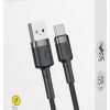 USB-A / USB-C kabelis Baseus Cafule CATKLF-AG1 50cm 3A QC 3.0 BLACK/GREY IN Nylon apvalkā