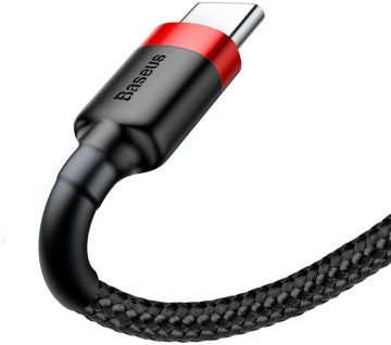 USB-A / USB-C KABELIS Baseus Cafule CATKLF-C91 200cm 2A QC 3.0 BLACK/RED KABELIS