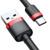 USB-A / USB-C KABELIS Baseus Cafule CATKLF-U91 300cm 2A QC 3.0 melns / sarkans kabelis