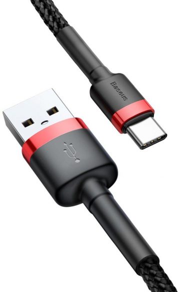 USB-A / USB-C KABELIS Baseus Cafule CATKLF-U91 300cm 2A QC 3.0 melns / sarkans kabelis
