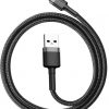 USB-A / USB-C kabelis Baseus Cafule CATKLF-BG1 100cm 3A QC 3.0 BLACK/GREY IN Nylon apvalkā