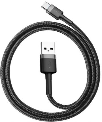 USB-A / USB-C kabelis Baseus Cafule CATKLF-BG1 100cm 3A QC 3.0 BLACK/GREY IN Nylon apvalkā