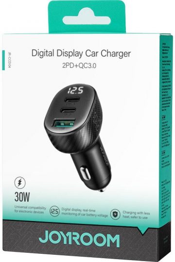Joyroom auto lādētājs JR-CCD04 30W 4A 2x USB-C 1x USB-A PD QC 3.0