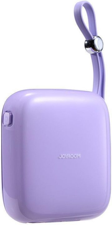 Joyroom Jelly Series JR-L002 10000mAh 22,5W PD QC powerbank ar kabeli 1x USB-A 1x USB-C violeta krāsā