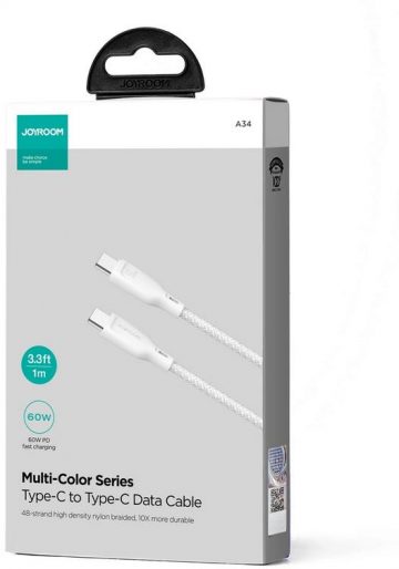 USB-C / USB-C Joyroom SA34-CC3 100cm 60W 5A PD pīts kabelis balts