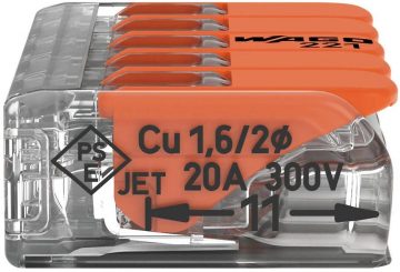 Universāls ātrdarbīgs savienotājs LINE/DRUT 5x 0,2-4mm2 WAGO 221-415 (1 gab.)