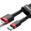 USB-A / USB-C KABELIS Baseus Cafule CATKLF-C91 200cm 2A QC 3.0 BLACK/RED KABELIS