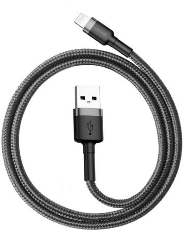 USB-A / Lightning iPhone kabelis Baseus Cafule CALKLF-AG1 50cm Apple 2.4A BLACK/GREY KABELIS