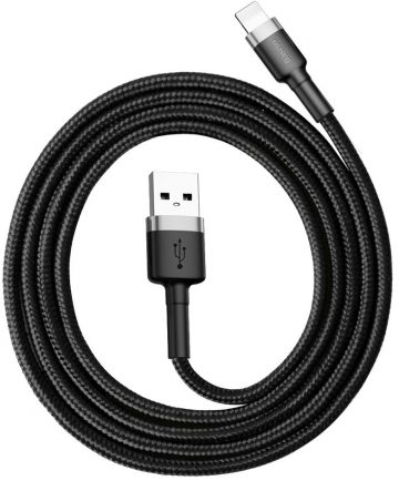 Кабель USB-A/Lightning для iPhone Baseus Cafule CALKLF-BG1 100 см Apple 2.4A ЧЕРНО-СЕРЫЙ