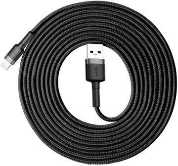USB-A / Lightning iPhone kabelis Baseus Cafule CALKLF-RG1 300cm Apple 2A BLACK/GREY KABELIS USB-A / Lightning iPhone kabelis Baseus Cafule CALKLF-RG1 300cm Apple 2A BLACK/GREY KABELIS