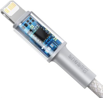 Кабель USB-C/Lightning для iPhone Baseus Cafule CATLGD-A02, 2 м, 20 Вт, PD, быстрая зарядка, белый, в чехле