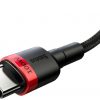 USB-C / USB-C kabelis Baseus Cafule CATKLF-AL91 200cm 100W 5A PD 2.0 QC 3.0 BLACK IN COVER