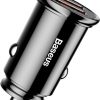Автомобильное зарядное устройство Baseus Circular CCALL-YD01 30 Вт 5 А 2x USB-A QC 3.0