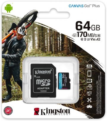 Kingston Canvas Go Plus microSDXC C10 UHS-I 64GB mälukaart