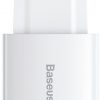 Baseus kompaktne kiirlaadija CCXJ-E02 30W 2x USB-A 1x USB-C PD 3.0 QC 3.0 VALGE
