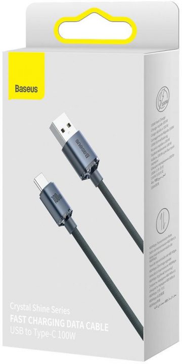 USB-A / USB-C KABELIS Baseus Crystal CAJY000401 120cm 100W 6A QC 3.0 IN PREMIUM PLATE USB-A / USB-C KABELIS Baseus Crystal CAJY000401 120cm 100W 6A QC 3.0 IN PREMIUM PLATE