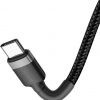 USB-C / USB-C KABELIS Baseus Cafule CATKLF-GG1 100cm 60W 3A PD 2.0 QC 3.0 BLACK/GREY IN COVER