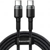 USB-C / USB-C КАБЕЛЬ Baseus Cafule CATKLF-ALG1 200 см 100 Вт 5 А PD 2.0 QC 3.0 ЧЕРНЫЙ/СЕРЫЙ В ЧЕХЛЕ