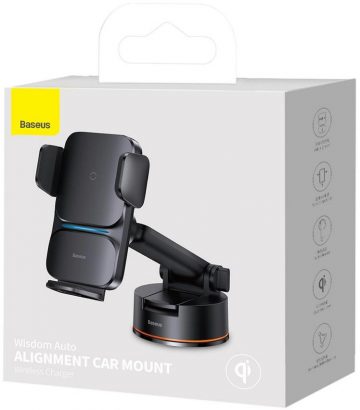 Автомобильное зарядное устройство Baseus Wisdom CGZX000101 Qi 15 Вт для приборной панели, черное