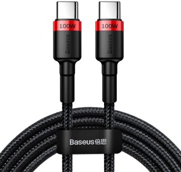 USB-C / USB-C kabelis Baseus Cafule CATKLF-AL91 200cm 100W 5A PD 2.0 QC 3.0 BLACK IN COVER