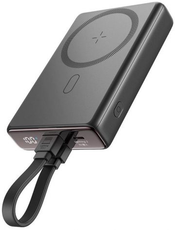 Joyroom Powerbank JR-PBM01 10000mAh 20W 1x USB-C 2x Lightning melns + kabelis