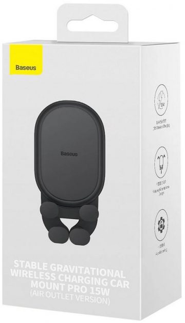 Автомобильное зарядное устройство Baseus SUWX030001 Qi 15 Вт, черное