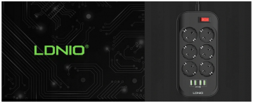 LDNIO SE6403 удлинитель на 6 розеток + удлинитель на 4 USB-порта