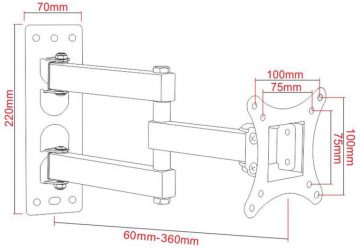 LCD/LED televizoriaus laikiklis 17-42" 25KG AR-57A ART vertikaliai/horizontaliai reguliuojamas