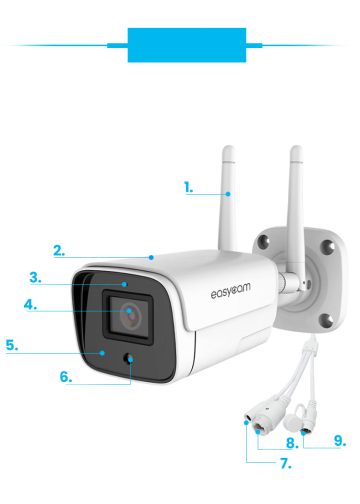 EasyCam IP āra kameras caurule WiFi IR 30m Tuya 5MP EC-5T2IR