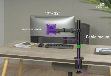 Grozāms galda stiprinājums 1 monitoram Spacetronik SPA-112