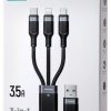 Joyroom 3-in-1 USB-A / USB-C mikro-USB Lightning kaabel S-1T3018A18 30cm 3,5A, punutud, must