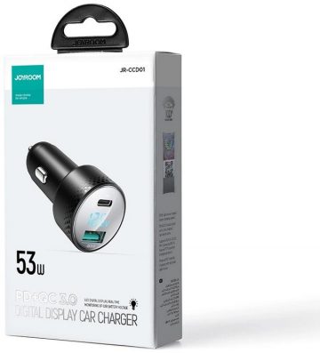 Автомобильное зарядное устройство Joyroom JR-CCD01 53 Вт 3,0 А PD 3.0 QC 3.0 1x USB-A 1x USB-C Автомобильное зарядное устройство Joyroom JR-CCD01 53 Вт 3,0 А PD 3.0 QC 3.0 1x USB-A 1x USB-C