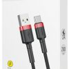 USB-A / USB-C KABELIS Baseus Cafule CATKLF-C91 200cm 2A QC 3.0 BLACK/RED KABELIS