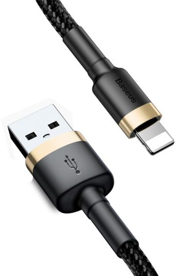 USB-A / Lightning iPhone kabelis Baseus Cafule CALKLF-BV1 100cm Apple 2.4A BLACK & GOLD IN COVER USB-A / Lightning iPhone kabelis Baseus Cafule CALKLF-BV1 100cm Apple 2.4A BLACK & GOLD IN COVER