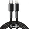 Кабель USB-C/Lightning для iPhone Baseus Cafule CATLGD-A01, 2 м, 20 Вт, PD, быстрая зарядка, черный, с чехлом