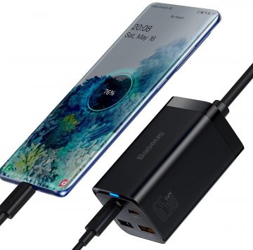 Настольное зарядное устройство Baseus GaN 3 Pro CCGP040101 65 Вт 2x USB-A 2x USB-C PD 3.0 QC 4.0