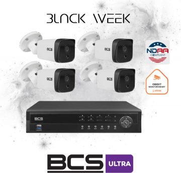 BCS Ultra IP novērošanas komplekts 4x kamera BCS-U-TIP35FSR3 DVR 6TB Ultra NDAA prasībām atbilstošs disks