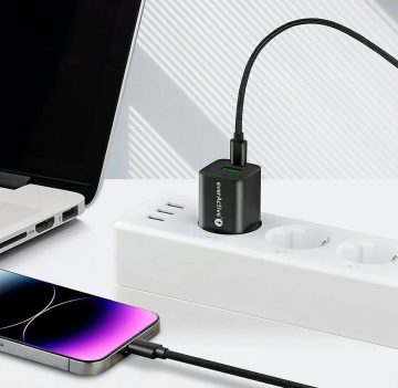 Сетевое зарядное устройство everActive GaN SC-390QB 30 Вт 1xUSB-C 1xUSB-A PD PPS