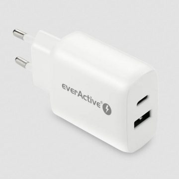 everActive SC-370Q 25W 1xUSB-C 1xUSB-A PD PPS tīkla lādētājs everActive SC-370Q 25W 1xUSB-C 1xUSB-A PD PPS tīkla lādētājs