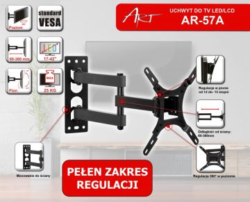 LCD/LED televizoriaus laikiklis 17-42" 25KG AR-57A ART vertikaliai/horizontaliai reguliuojamas