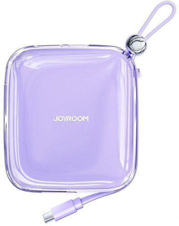 Joyroom Jelly Series JR-L002 10000mAh 22,5W PD QC powerbank ar kabeli 1x USB-A 1x USB-C violeta krāsā