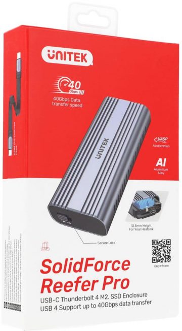 Unitek S1226A M.2 SSD PCIe/NVMe 40Gb/s datu pārraides ātruma cietā diska korpuss
