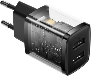 Компактное зарядное устройство Baseus CCXJ010201 10,5 Вт 2x USB-A ЧЕРНЫЙ