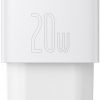 Baseus kompaktne kiirlaadija CCXJ-B02 20W 1x USB-A 1x USB-C PD 3.0 QC 3.0 VALGE