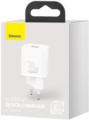 Быстрое зарядное устройство Baseus Super Si 1C CSUP-J02 30 Вт 1x USB-C PD 3.0 QC 3.0 БЕЛЫЙ