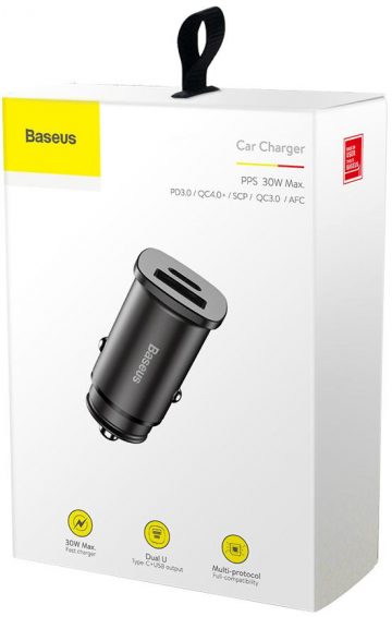 Автомобильное зарядное устройство Baseus Square CCALL-AS01 30 Вт 5 А 1x USB-A 1x USB-C QC 4.0+
